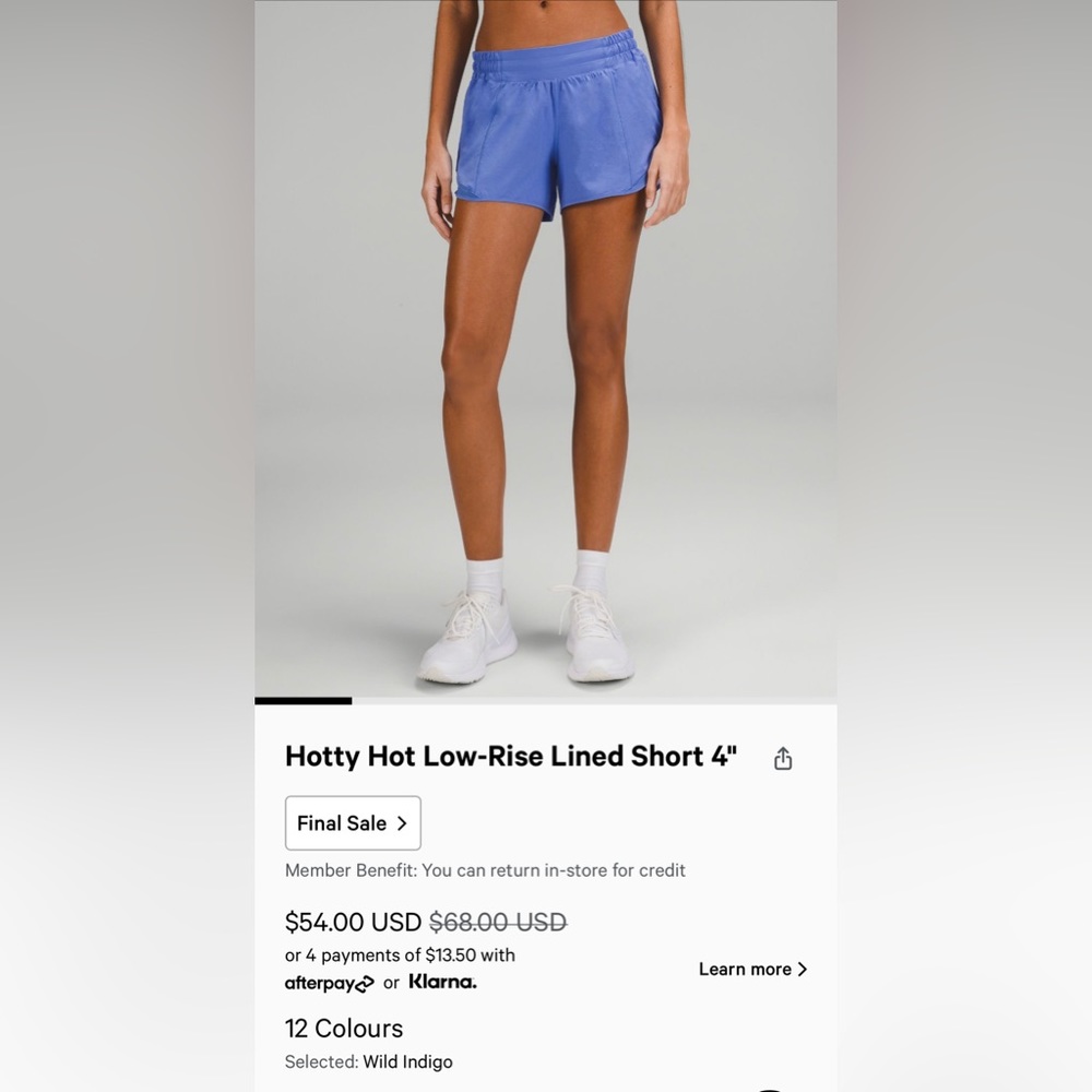 Hotty Hot LOW RISE 4inches size 12 Wild Indigo
